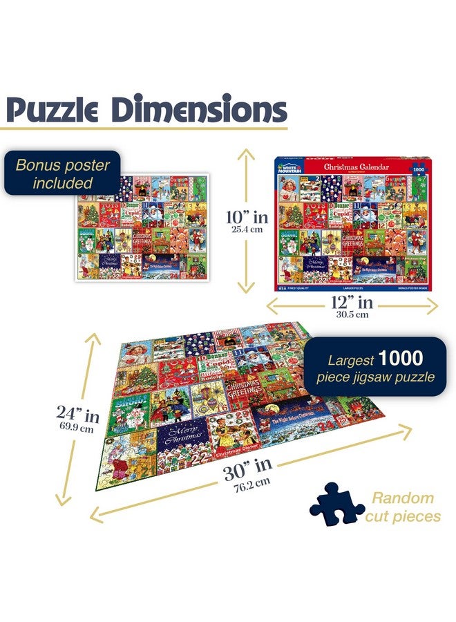 White Mountain Calendar Christmas Puzzles 1000 Pieces Jigsaw Puzzle for Winter - Image 3