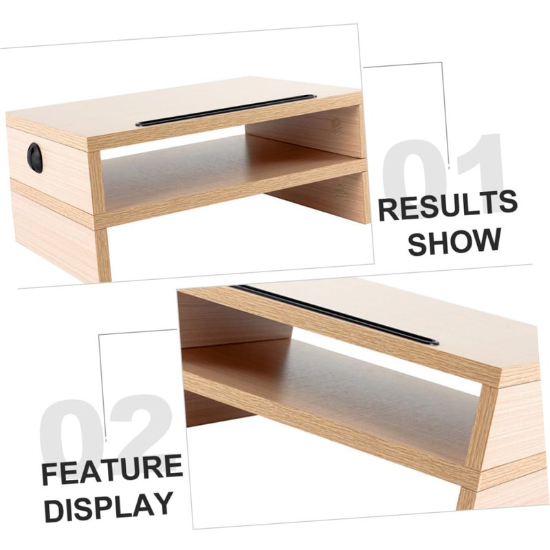Wooden Monitor Stand Riser 2 Pcs Desktop Organizer For Computer And Laptop - Image 4