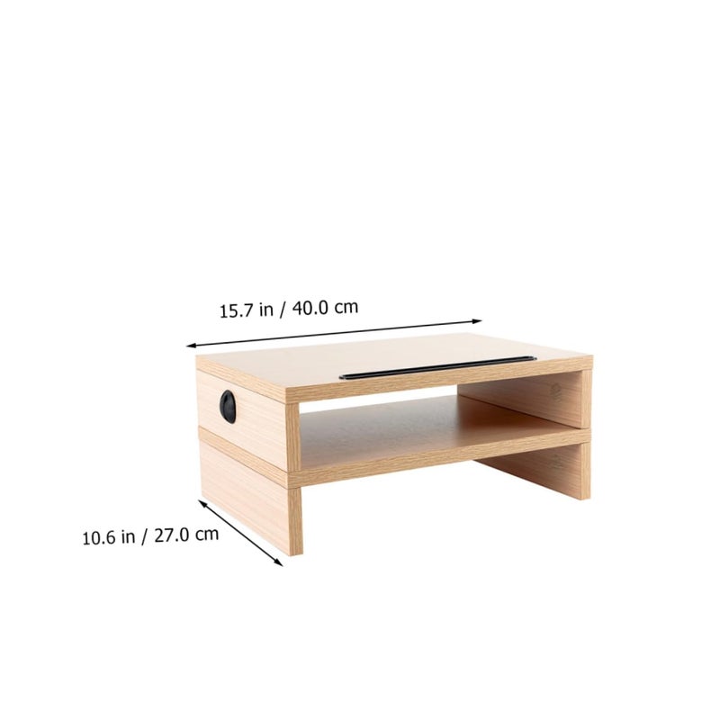 Wooden Monitor Stand Riser 2 Pcs Desktop Organizer For Computer And Laptop - Image 3