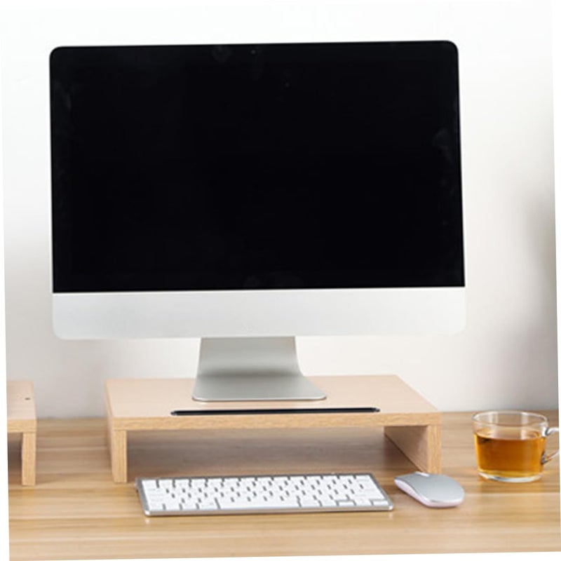 Wooden Monitor Stand Riser 2 Pcs Desktop Organizer For Computer And Laptop - Image 5