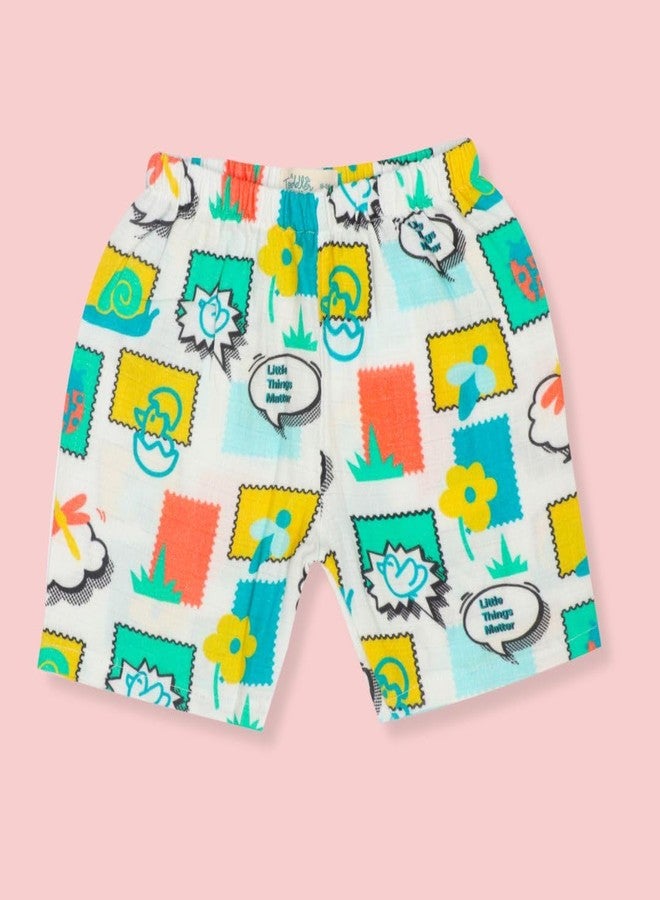 A toddler thing - 100% Organic Cotton Muslin Jabla & Shorts | Toddler Tales | White | Size - Newborns | for Boys & Girls | Super Soft & Breathable Baby Products | Casual Clothing - Image 3