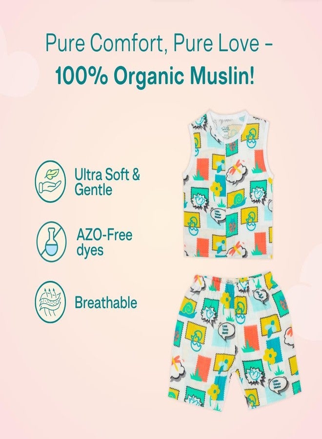 A toddler thing - 100% Organic Cotton Muslin Jabla & Shorts | Toddler Tales | White | Size - Newborns | for Boys & Girls | Super Soft & Breathable Baby Products | Casual Clothing - Image 4