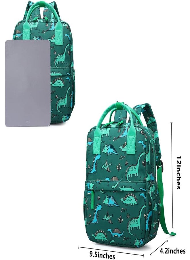 KingCheer Cute Preschool Backpack Toddler School Book Bag for Girls Boys Kids Kindergarten Nursery Travel Bag with Chest Strap(12inch, Green Dinosaur) - Image 3