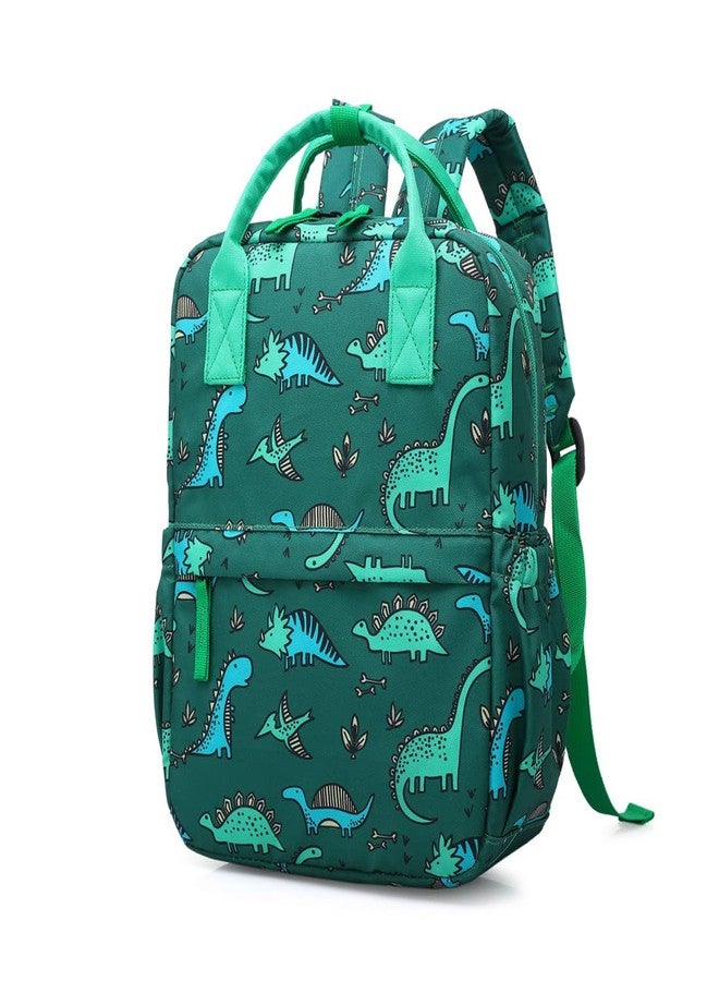 KingCheer Cute Preschool Backpack Toddler School Book Bag for Girls Boys Kids Kindergarten Nursery Travel Bag with Chest Strap(12inch, Green Dinosaur) - Image 1