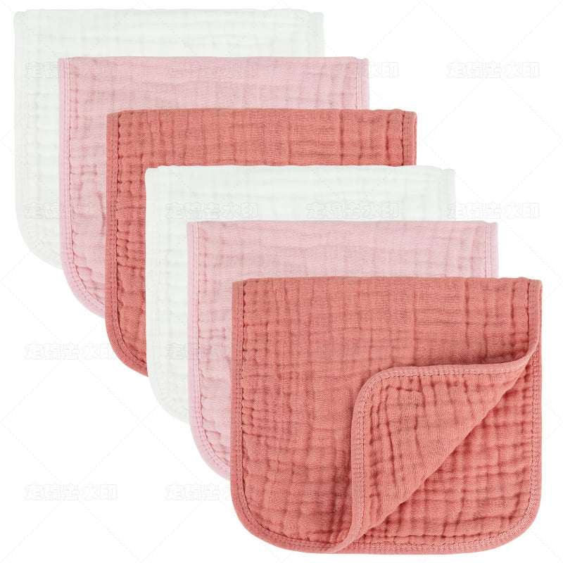 MIGIOL Baby Burp Cloth 100% Cotton Newborn Cotton Muslin Burp Cloth 10x20 inches (White & Pink 6 Pieces) - Image 2