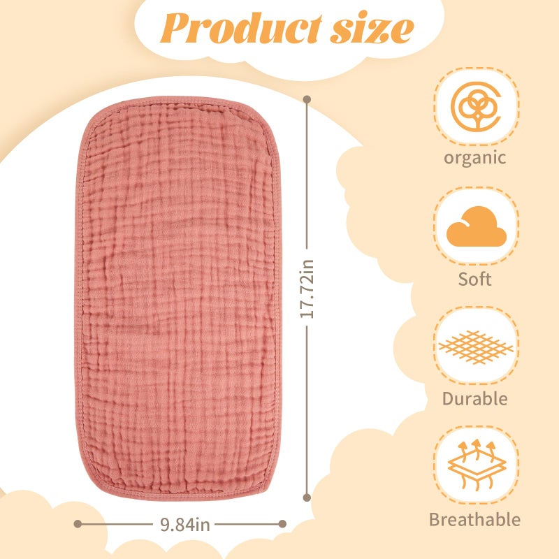 MIGIOL Baby Burp Cloth 100% Cotton Newborn Cotton Muslin Burp Cloth 10x20 inches (White & Pink 6 Pieces) - Image 3