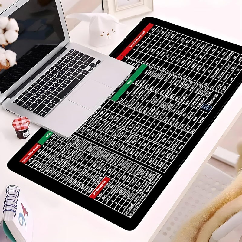 KRESHU Anti-Slip Keyboard Pad | Keyboard Shortcuts Printed Super Large Mouse Keyboard Mat | Keyboard Shortcuts Office Software Printed | Thickened Lock Edge Pad for Desk PC Laptop Office (Pack of 1) - Image 5