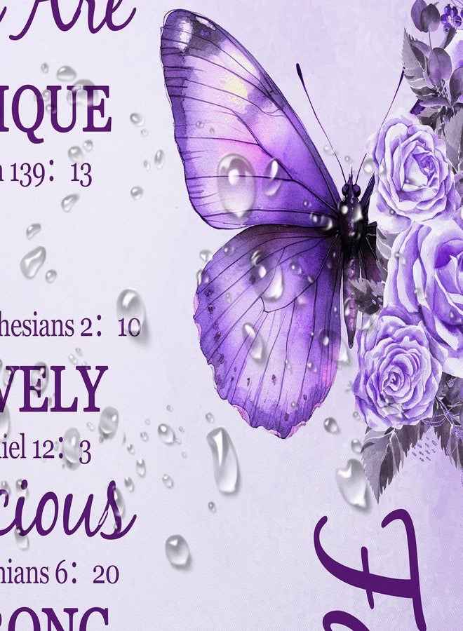 LB Purple Rose Floral Butterfly Shower Curtain Farmhouse Bible Verse Christian Quotes Shower Curtain Set with Hooks Flower and Inspirational Bathroom Decor Polyester Fabric 72Lx72W Inch - Image 4