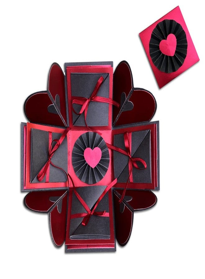 CRAFTED WITH PASSION صُنع بشغف - صندوق هدايا مفاجئ قابل للتفجير / هدايا فريدة لأعياد الميلاد / الذكرى السنوية / بطاقة تهنئة مصنوعة يدوياً (لون عنابي وأسود) - Image 3