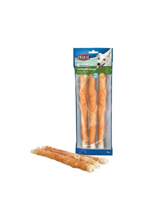 Trixie Denta Fun 3 Chicken Chewing Rolls Dog Treats - 140g
