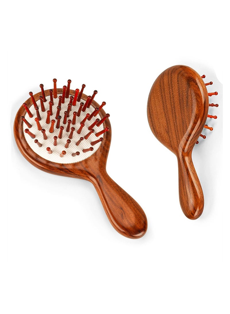 Luckam Hair Brush, Mini Massage Natural Wooden Brush Stimulating Massage Scalp for Women Men Kids, Anti-Static, Dry/Wet Hair Brush To Tangle For All Hair Types - Image 1