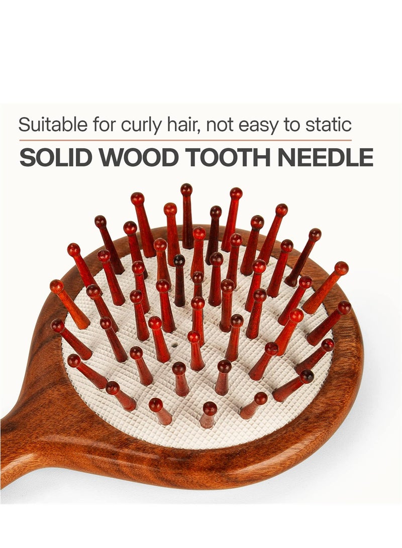 Luckam Hair Brush, Mini Massage Natural Wooden Brush Stimulating Massage Scalp for Women Men Kids, Anti-Static, Dry/Wet Hair Brush To Tangle For All Hair Types - Image 5