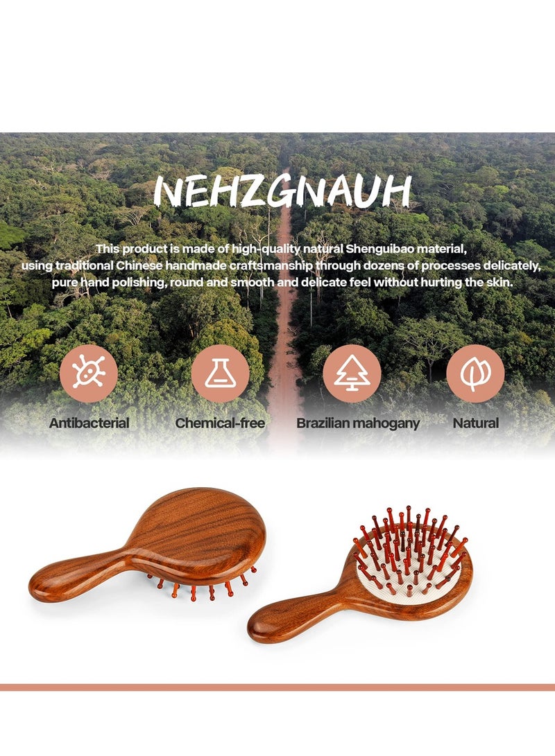 Luckam Hair Brush, Mini Massage Natural Wooden Brush Stimulating Massage Scalp for Women Men Kids, Anti-Static, Dry/Wet Hair Brush To Tangle For All Hair Types - Image 4
