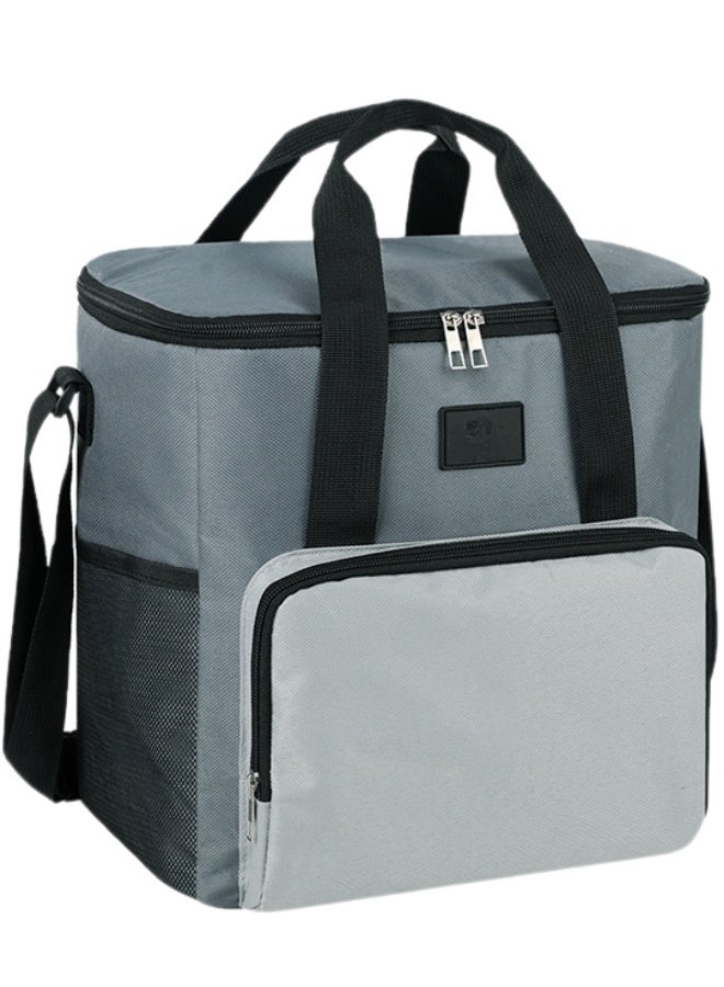 صندوق غداء معزول للرجال والنساء - حقيبة غداء مبردة مقاومة للتسرب مع 4 جيوب، حزام قابل للتعديل، مثالية للعمل والنزهات والسفر - أخضر/رمادي، 29.5×19.5×29.5 سم - Image 1