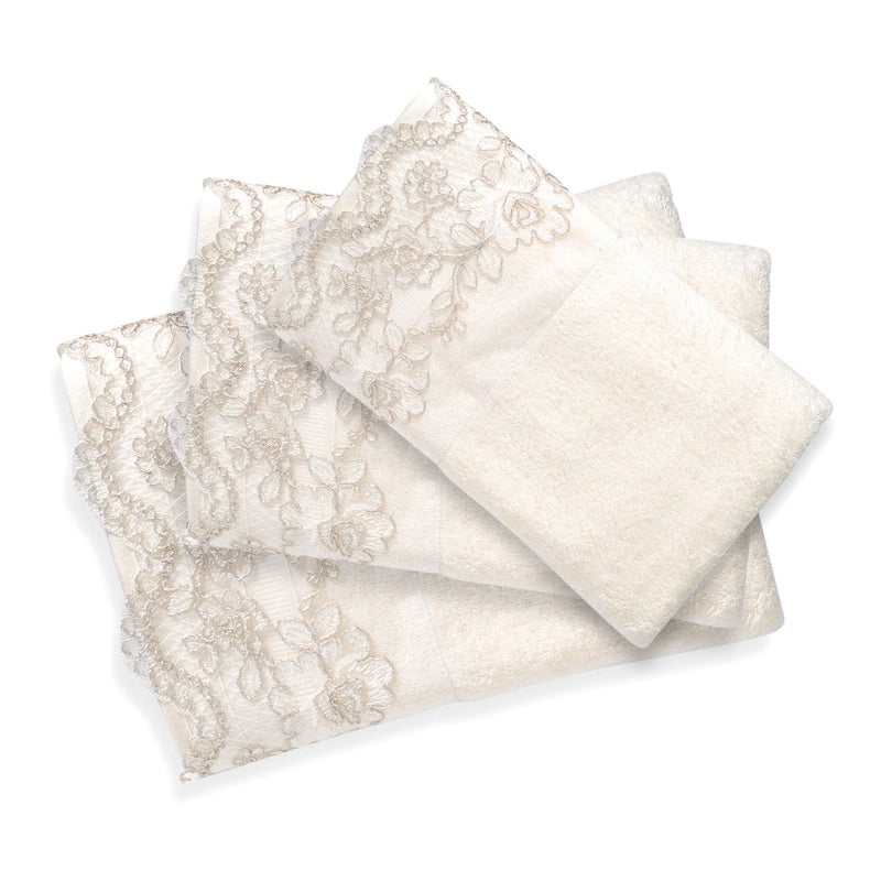 Popular Bath 3PC Towel Set Rose Vine BeigeTaupe