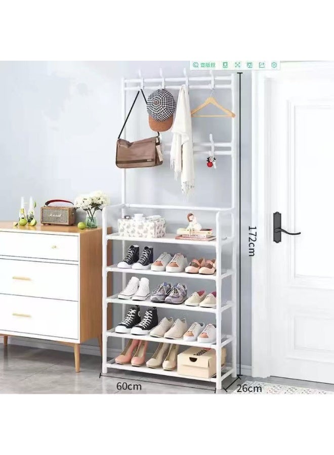 حصريا معطف منزلي من الفولاذ المقاوم للصدأ مكون من 5 طبقات ورف أحذية باللون الأبيض - Image 1