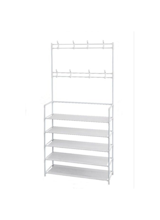 EXCLIFE 5-layer stainless steel household coat, hat and shoe rack white  - Image 4