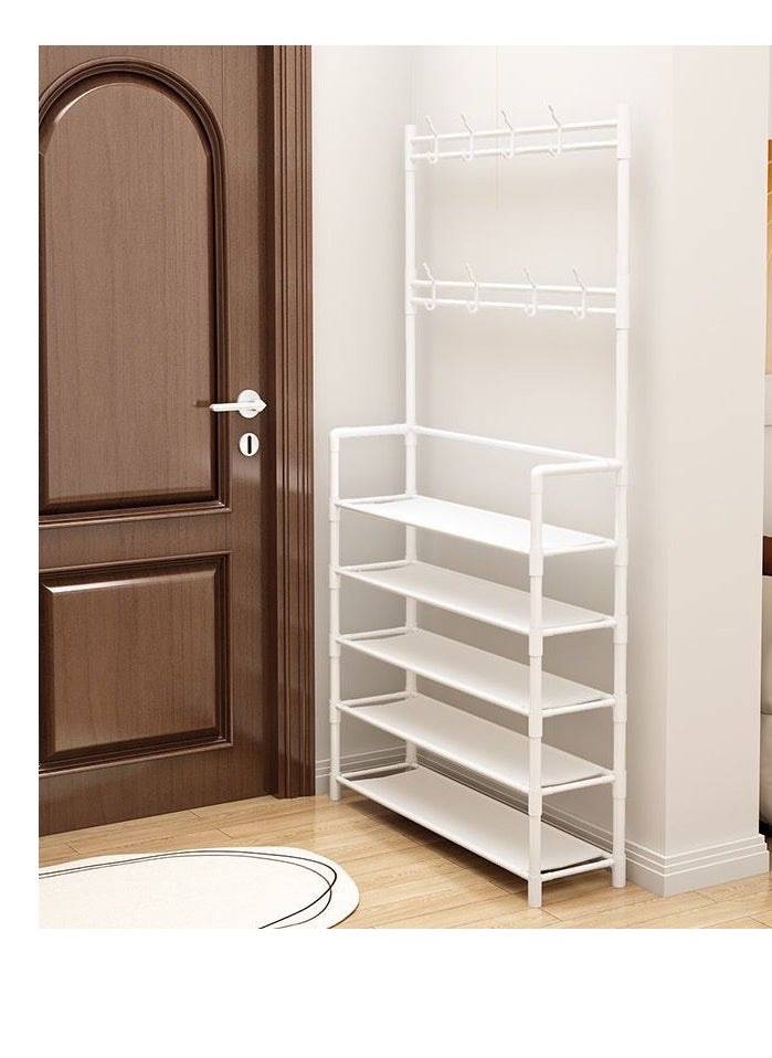 EXCLIFE 5-layer stainless steel household coat, hat and shoe rack white  - Image 1