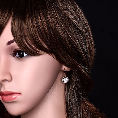 GULICX "GULICX Rose Gold Electroplated Vintage Style Hoop Earrings with Zircon Dangle and Leverback for Women" - Image 2