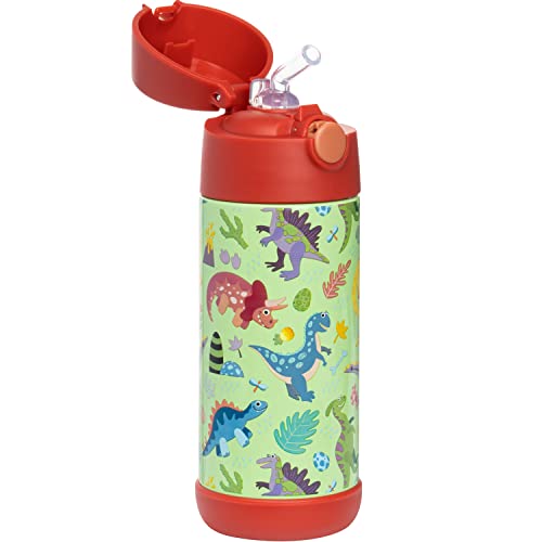 Snug Insulated Kids Water Bottle with Straw & Spout – Double-Wall Stainless Steel, Leakproof, Easy-Flip Lid – For School, Travel, Toddlers & Big Kids - Dinosaurs, 12oz - Image 2