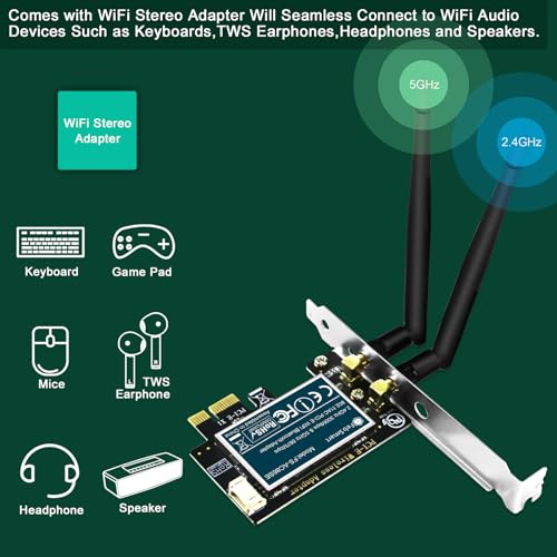FebSmart Wireless-AC Dual Band 1200Mbps (2.4GHz 300Mbps and 5GHz 867Mbps) PCI Express WiFi Card for Windows XP, 7, 8.x, 10, 11 (32/64bit) and Windows Server Desktop PCs, PCIE WiFi Adapter (FS-AC86SE) - Image 4