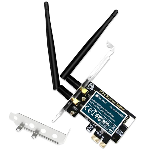 FebSmart Wireless-AC Dual Band 1200Mbps (2.4GHz 300Mbps and 5GHz 867Mbps) PCI Express WiFi Card for Windows XP, 7, 8.x, 10, 11 (32/64bit) and Windows Server Desktop PCs, PCIE WiFi Adapter (FS-AC86SE) - Image 1