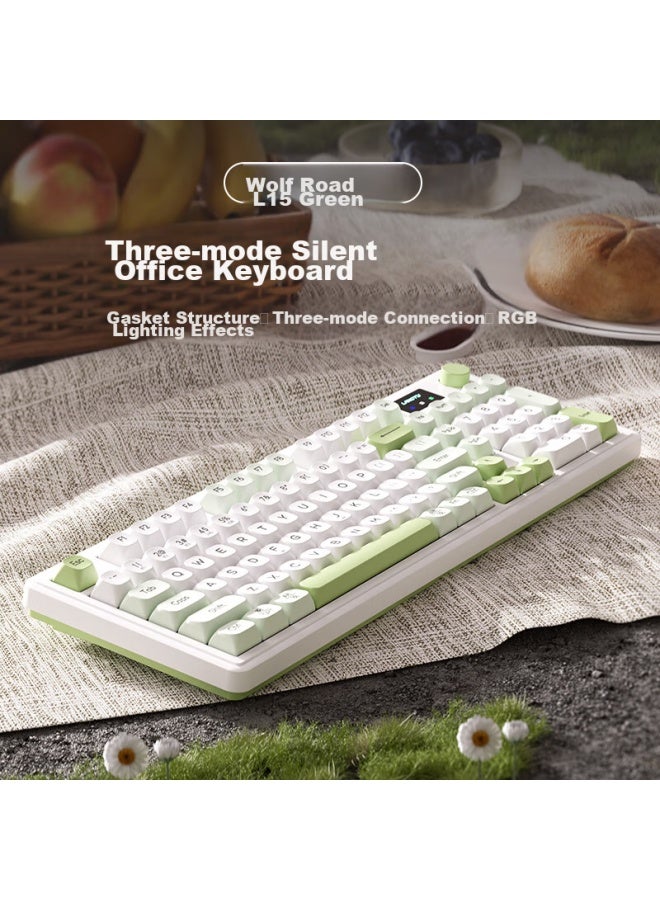 Langtu L15 Qingbi 98-key Wired/wireless/bluetooth Tri-mode Silent Keyboard, Gasket Structure, Rgb Lighting Effects - Image 1