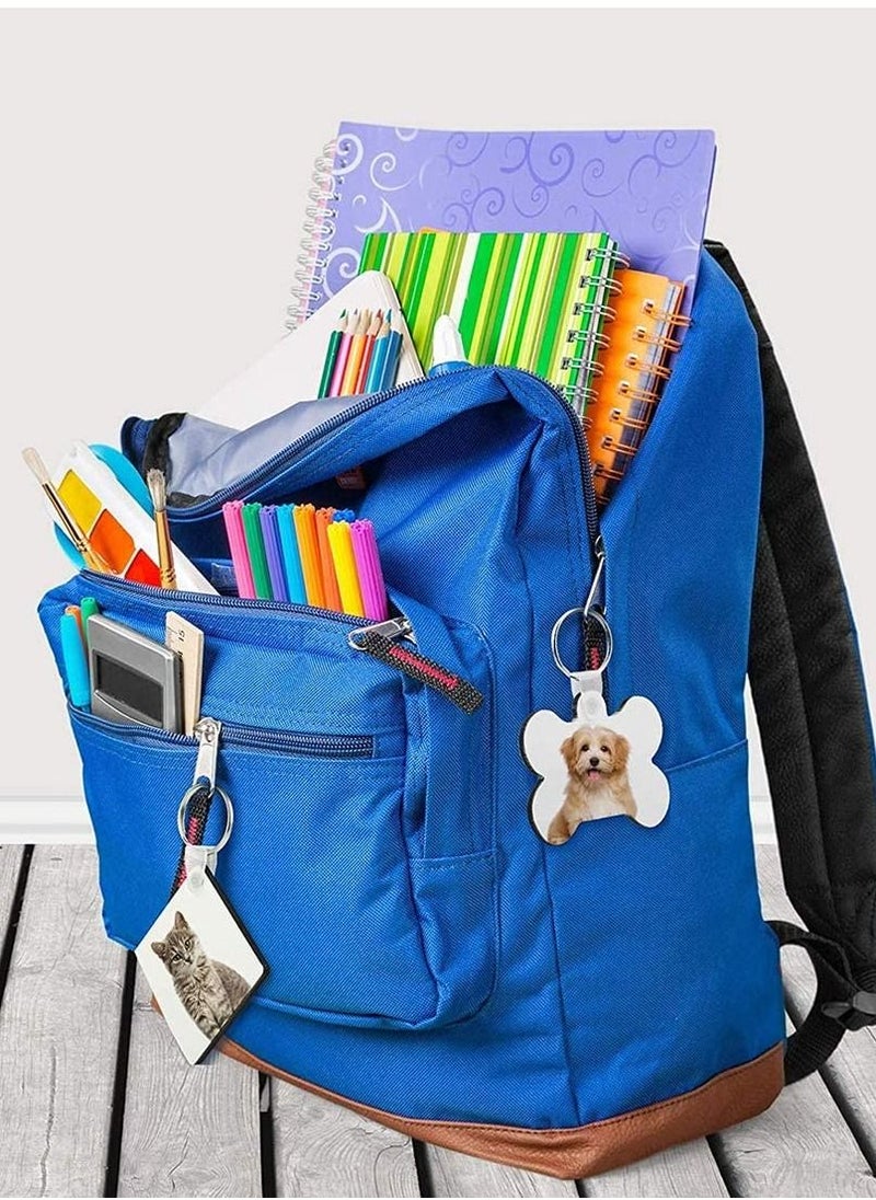 Y&D - 32 Pieces Blank Keychain Sublimation MDF DIY Crafts with Key Ring Double-Side Printed Heat Transfer Shrink Art Kit for Graduation Day Present (Square, Heart, Bone, House) - Image 1