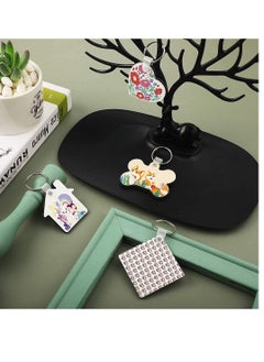 Y&D 32 Pieces Blank Keychain Sublimation MDF DIY Crafts with Key Ring Double-Side Printed Heat Transfer Shrink Art Kit for Graduation Day Present (Square, Heart, Bone, House)  - Image 3