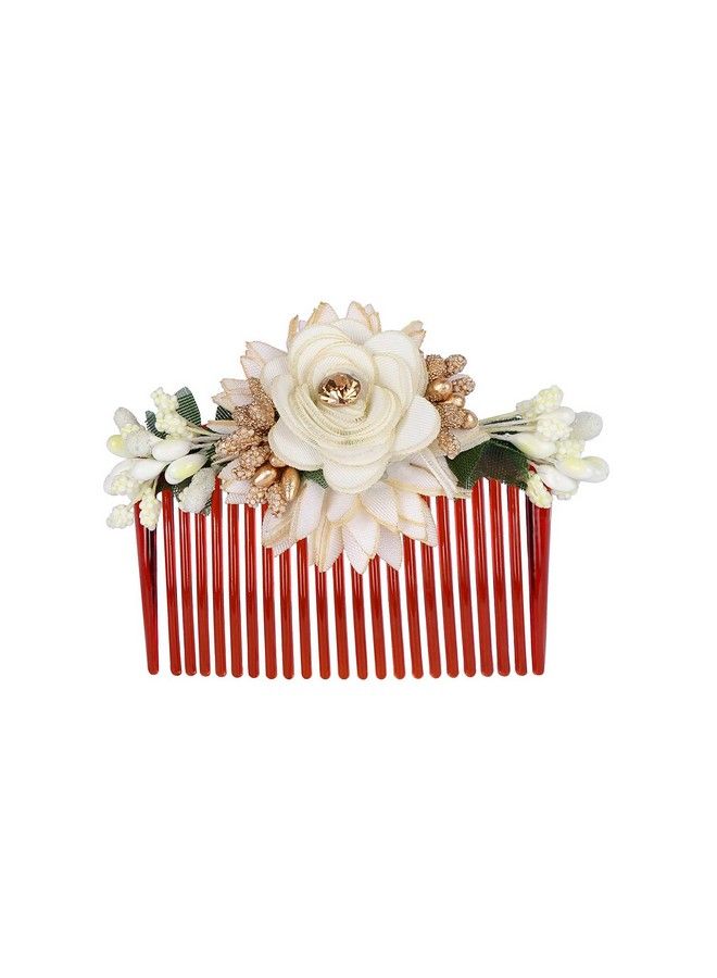 ACCESSHER Indowestern Style Multicolour Acrylic Material Fancy Artificial Flowers Embedded Statement Bridal Hair Comb Pins/Hair Pins For Women Pack Of 3 - Image 5