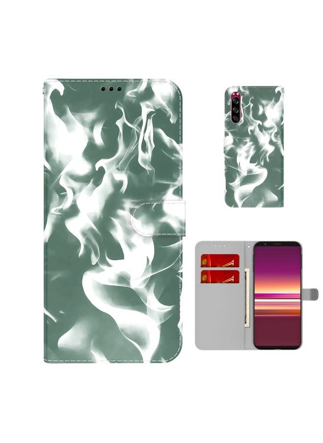 HuHa Case Cover For For Sony Xperia 5 Cloud Fog Pattern Horizontal Flip Leather Case with Holder & Card Slot & Wallet(Dark Green) 