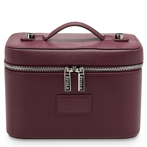 ETOILE Mini Vanity Case Burgundy Stylish Travel Makeup Bag Organizer With Removable Dividers - Image 1
