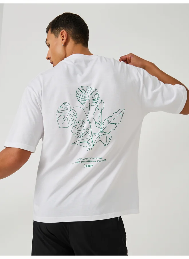 ستايلي Styli Back Botanical Graphic Print Oversized T-Shirt