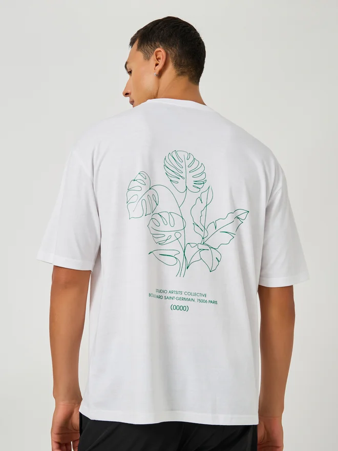 Styli Styli Back Botanical Graphic Print Oversized T-Shirt