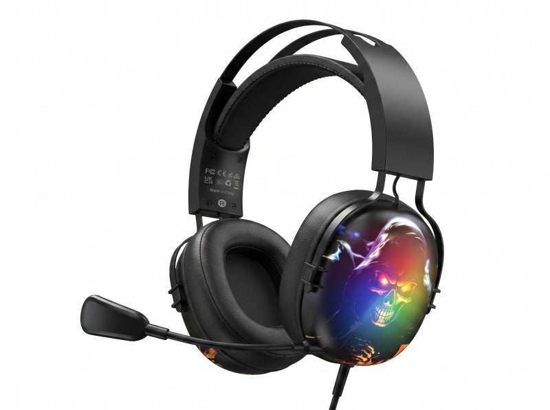 سماعة رأس للألعاب CM7001 باللون الأسود مع إضاءة RGB مذهلة وميكروفون قابل للطي، مثالية للاعبين والبث المباشر - Image 1