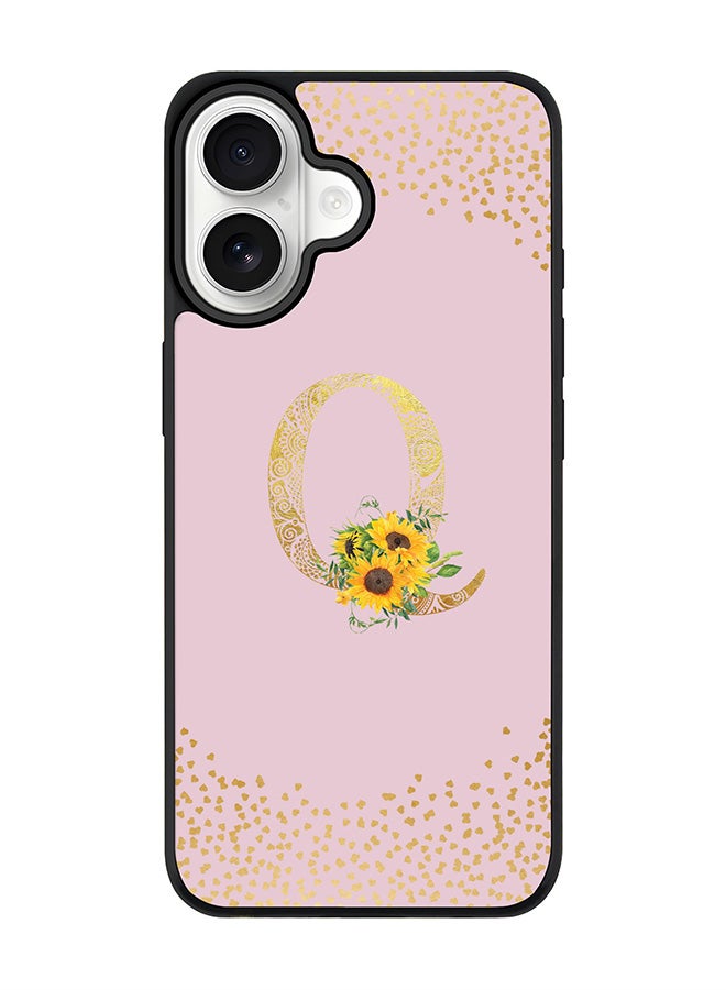 Stylizedd iPhone 17 Case, [Compatible with MagSafe] Slim Magnetic cover Phone Case iPhone 17 -Custom Floral Monogram - Q  (Pink ) - Image 1
