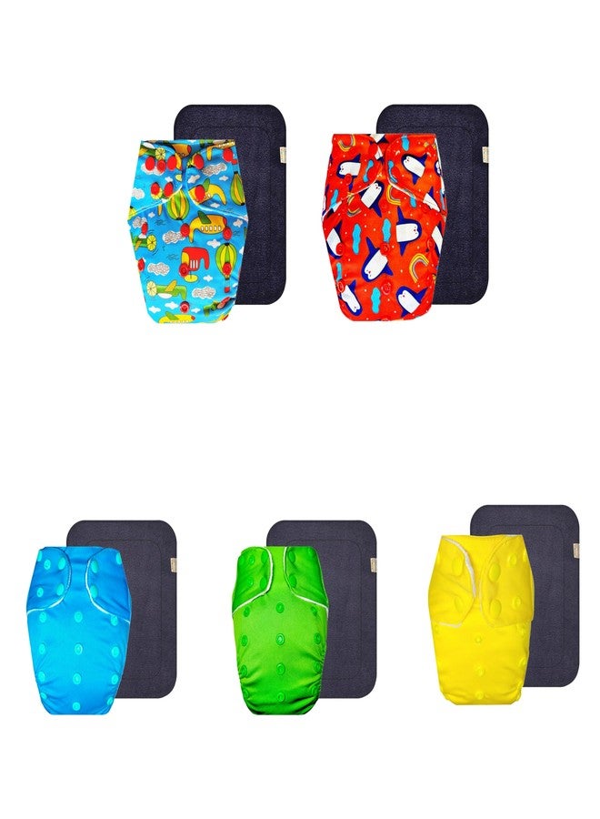 Dumbledo Premium Cloth Diaper with Gray Insert (Pack of 5) | Dry Feel and Comfortable | Leakproof | Quick Dry | Worry-Free Diapering | 3 Months - 3 Years | Unisex Baby - Image 1