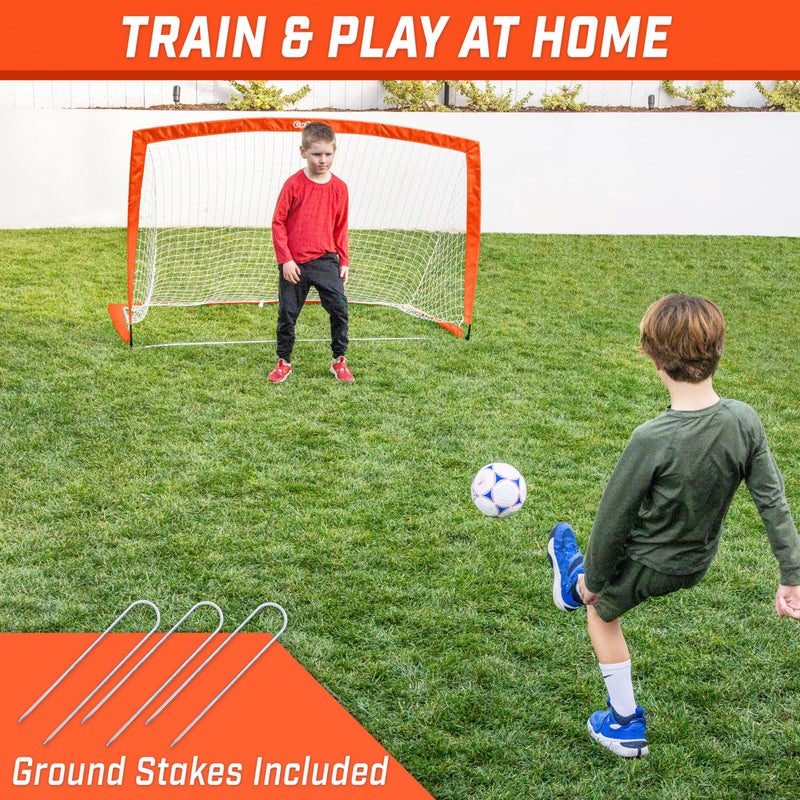 GoSports Team Tone 6 ft x 4 ft Portable Soccer Goal for Kids - Pop Up Net for Backyard - Red - Image 2