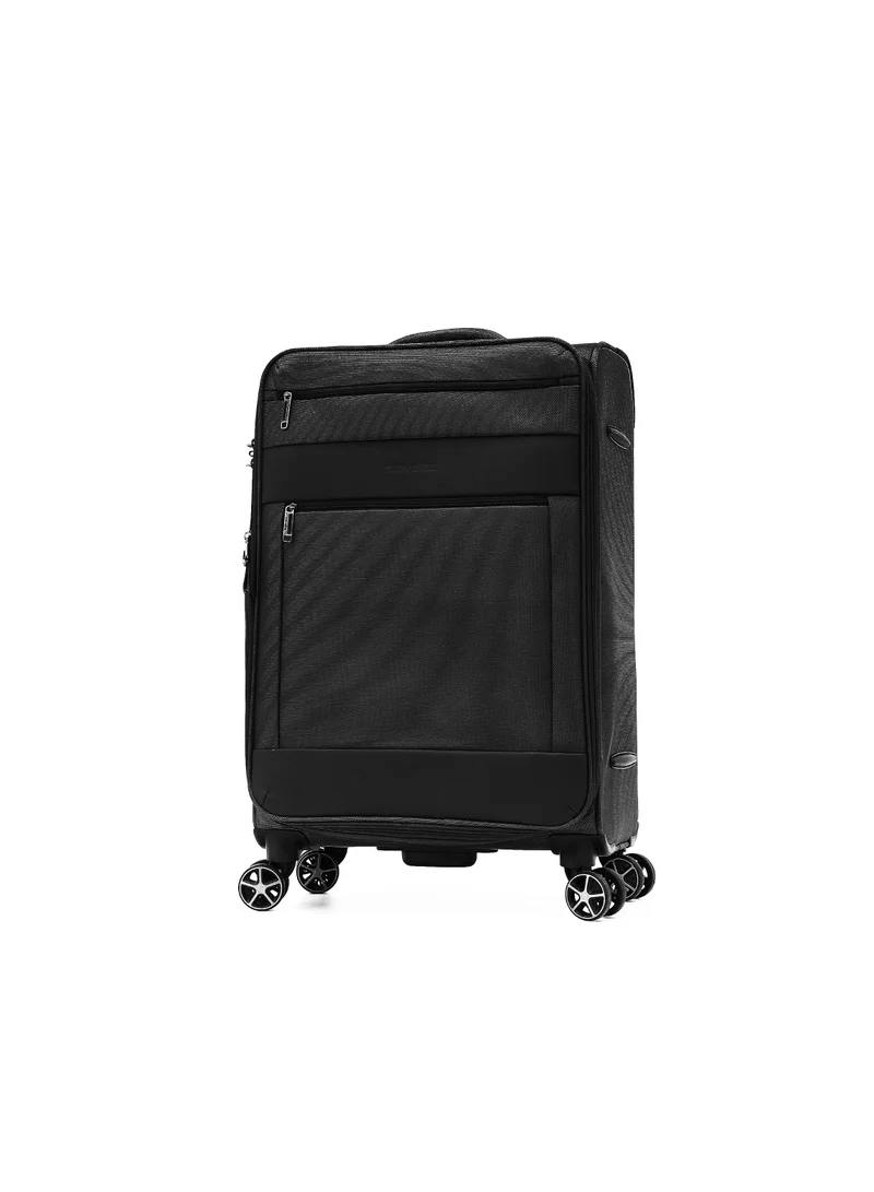 ترافلايت Travel Luggage Set of 4 – Softshell Trolley Bags with Secure Lock, Multi-Compartment Storage & Spinner Wheels,Black(S-20,M-24,L-28,XL-32 inch)