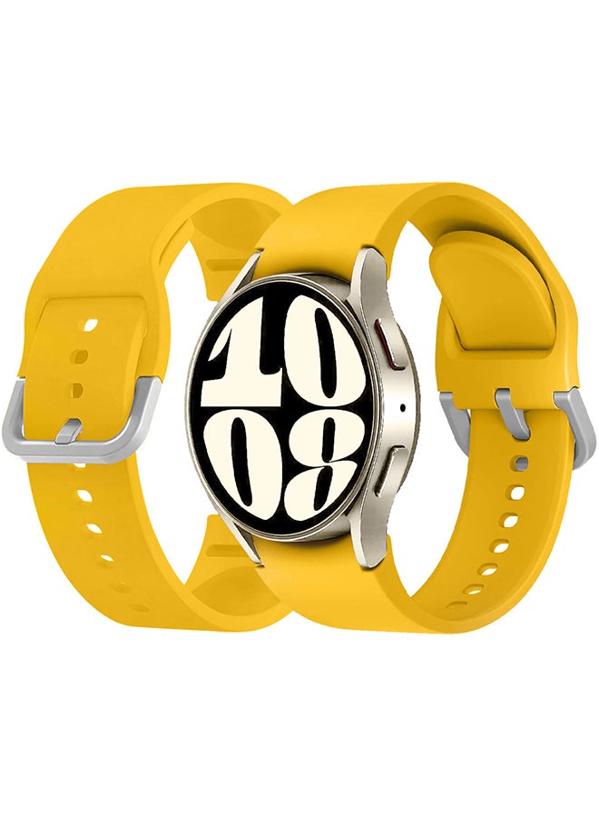 CATANES Samsung Galaxy Watch 6/6 Classic 20mm Silicone Band Flexible and Durable Replacement Sport Strap Yellow - Image 1