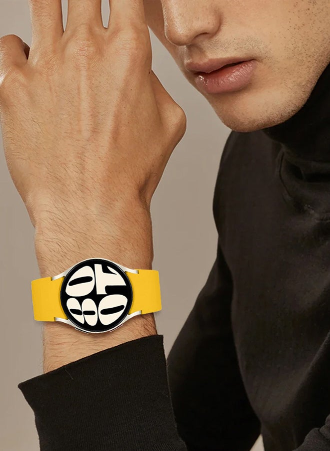 CATANES Samsung Galaxy Watch 6/6 Classic 20mm Silicone Band Flexible and Durable Replacement Sport Strap Yellow - Image 2