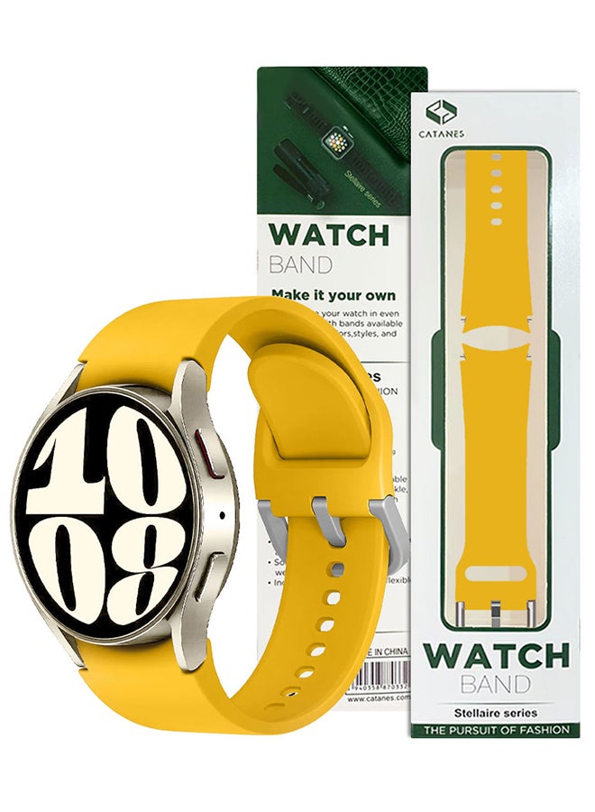 CATANES Samsung Galaxy Watch 6/6 Classic 20mm Silicone Band Flexible and Durable Replacement Sport Strap Yellow - Image 4