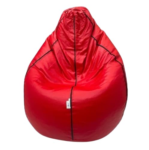 OHSTORE OHSTORE Premium Bean Bag Chair Ultra Comfortable Durable Faux Leather Cover Lightweight Ergonomic Lounge Seat for Home Office Gaming Relaxation RedBlackXLBB  - Image 1