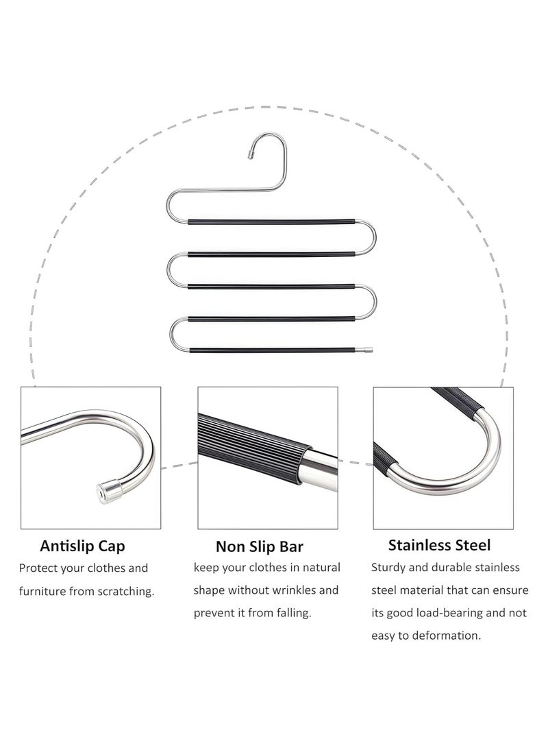 LEDIN Pants Hangers, S Shaped Non Slip Space Saving Hangers Clothes Trouser Hangers Stainless Steel Metal Multilayer Clothes Hanger Closet Storage for Pants Jeans Shirts Scarfs Ties (5 Packs)  - Image 3
