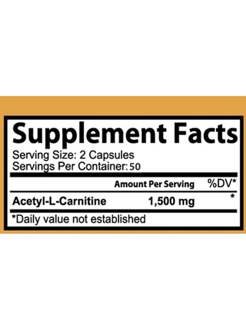 NaturaLife Labs Acetyl L-Carnitine, 1500mg - 100 Veggie Capsules - Image 5