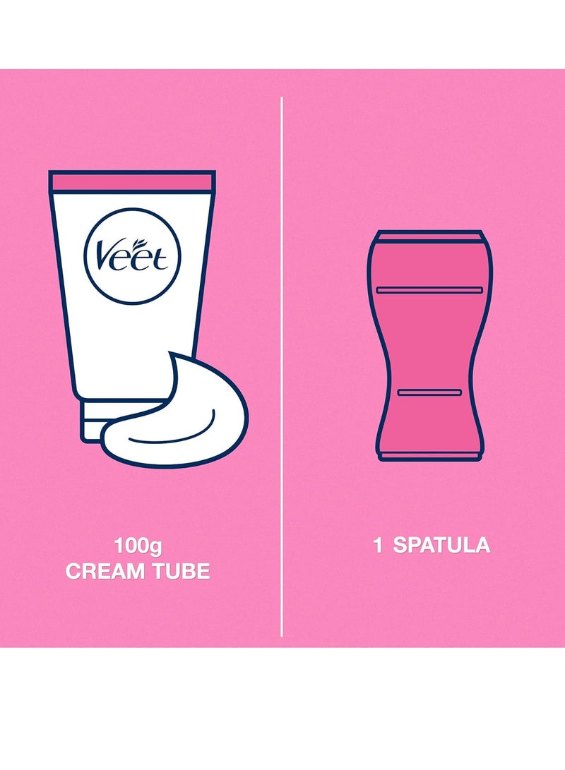 Veet Silky Fresh Hair Removal Cream Body & Legs for Dry Skin, Nourishing Shea Butter & Lily Fragrance – 100g - Image 3