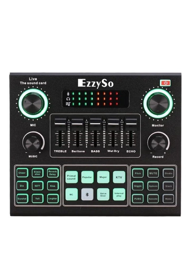 EzzySo Sound Mixer Board For Live Streaming Voice Changer Card With Multiple Effects Audio Sound Card 