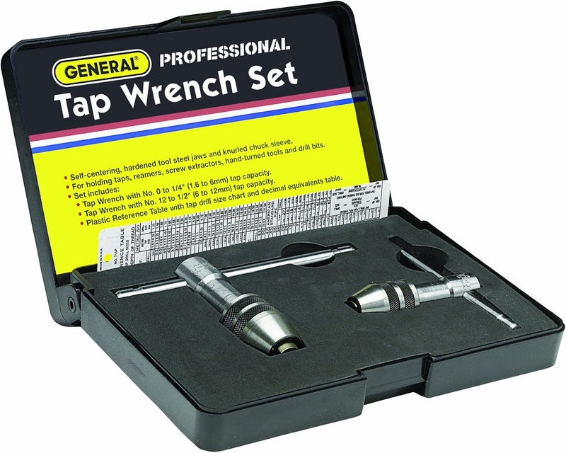 General Tools Professional Tap Wrench Set #167 with Reference Table for 0 to 1/2-Inch Taps - 2 Piece Set - Image 1