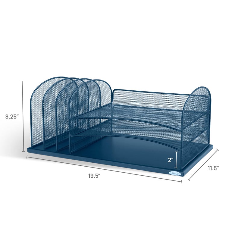 Safco Onyx Mesh 3 Sorter, 3 Tray Desktop Organizer | Durable Steel Mesh & Powder Coat Finish | Home, Office & Classroom Desktop Organization | 19.5"W x 11.5"D x 8.25"H | For Office, Home, Mailrooms - Image 3