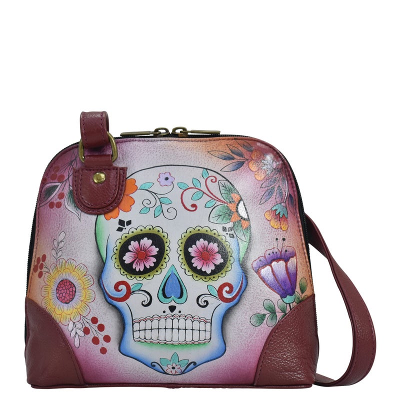 Anna By Anuschka Women Organizer Hand Painted Genuine Leather Small Multi Compartment ZipAround OrganizeSugar Skulls Sugar Skulls - Image 2